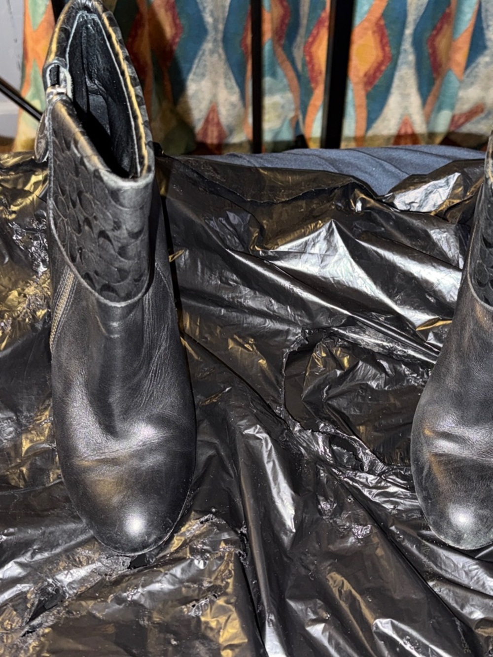 Coach Black Leather Ankle Boots